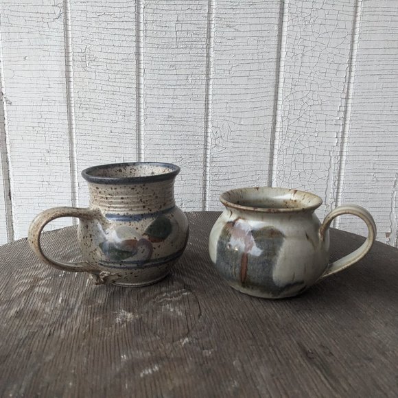 Other - Two Handmade Ceramic Mugs Grey and Blue